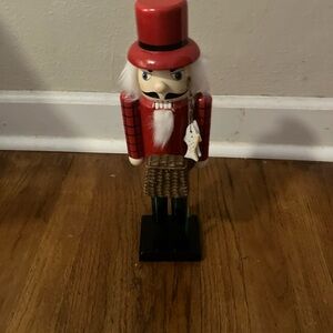12”WOODEN NUTCRACKER  Fisher Red CHRISTMAS
